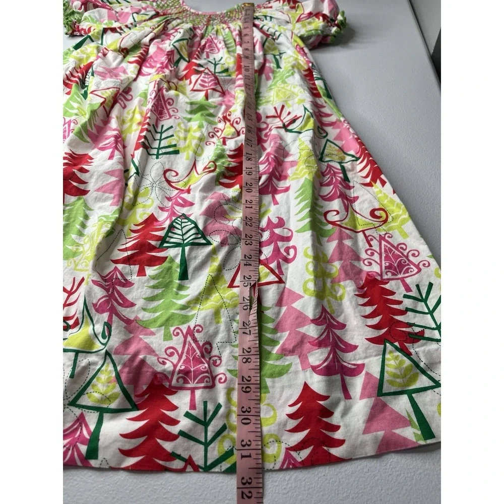 Amanda Remembered Smocked‎ Girls Dress Christmas Tree Print Size 6
